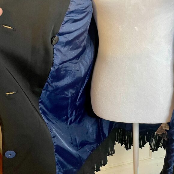 Le Redoute Double Breasted Black Blazer with pleated skirt fringe_Designed in Fr - Picture 6 of 8